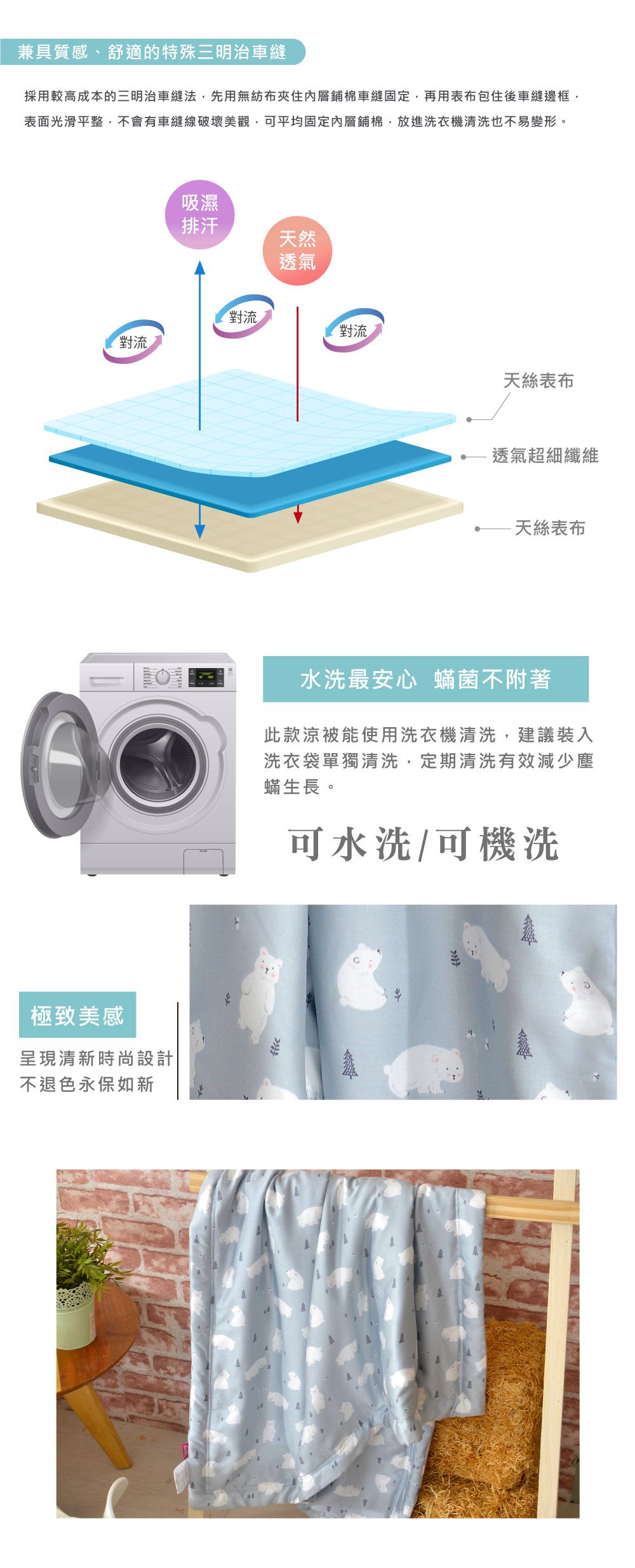 格蕾寢飾 Great Living - 英國Abelia天絲兒童涼被-小白熊森林-藍 (105*120CM)