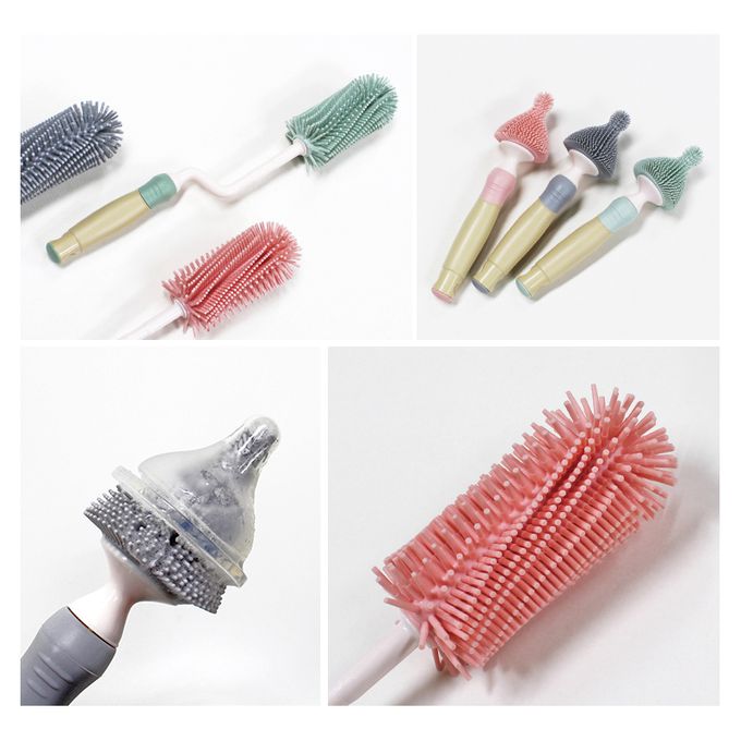 正韓 hibee - 極柔細奶瓶/水瓶/水壺/杯蓋螺旋 矽膠萬用清潔刷(旋轉型)+隙縫刷+吸管刷-HSB002