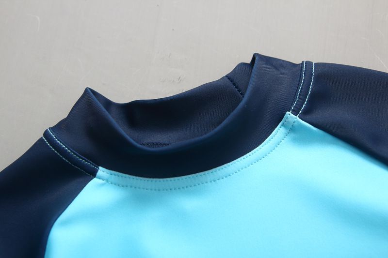 男寶長袖泳裝套裝(附帽子)-恐龍+葉子褲-深藍+淺藍