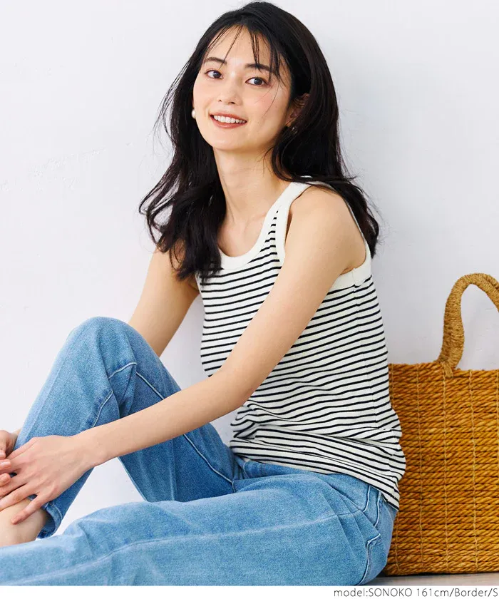 日本 COCA - 簡約美型無袖小可愛/內搭(附bra)-米白