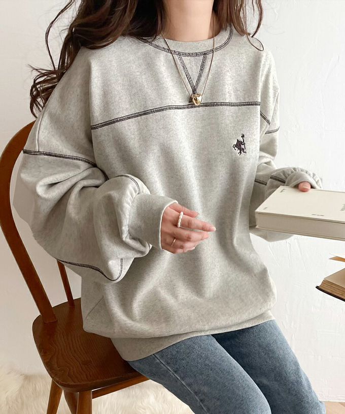 日本 Classical Elf - Java logo刺繡拷克邊圓領大學T-米杏