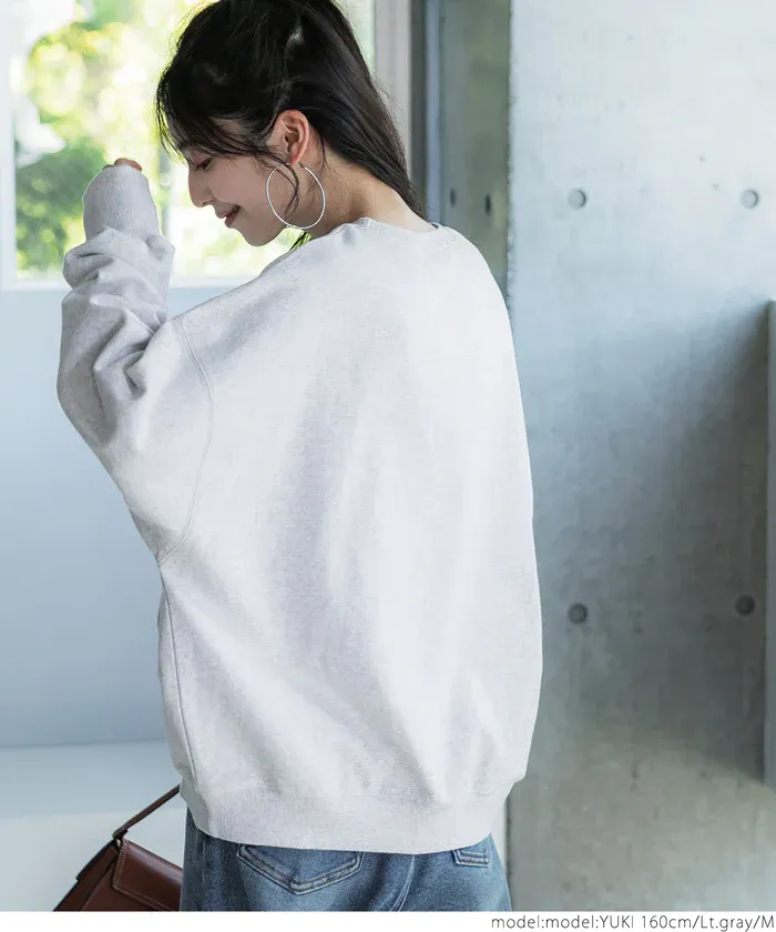 日本 COCA - 裏毛圓領百搭大學T-米杏