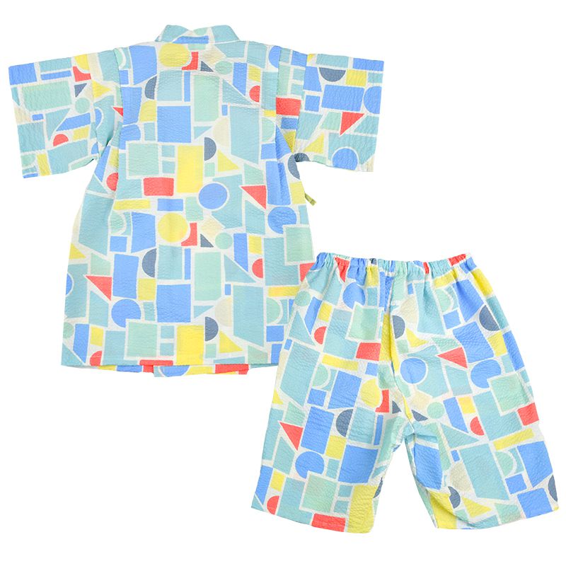 akachan honpo - 兩件式甚平-幾何圖案-藍色