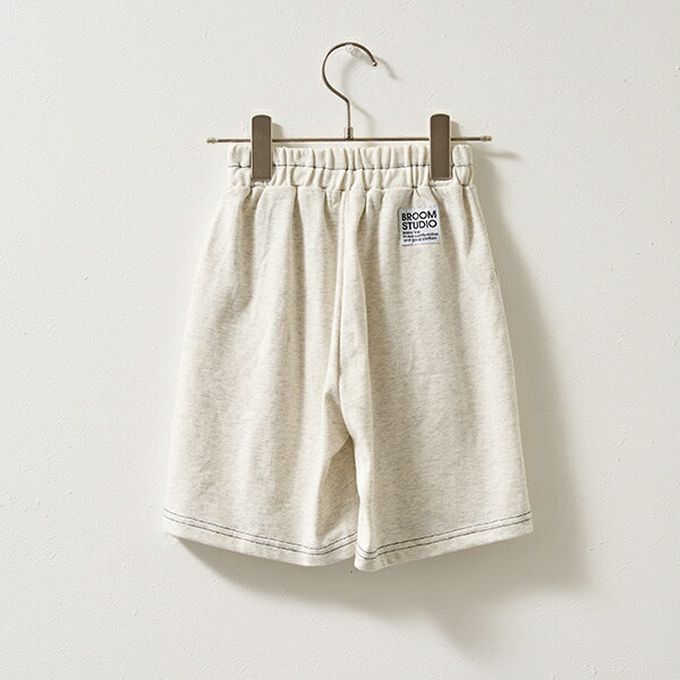 日本 b-ROOM - 柔軟舒適縫線短褲-燕麥灰