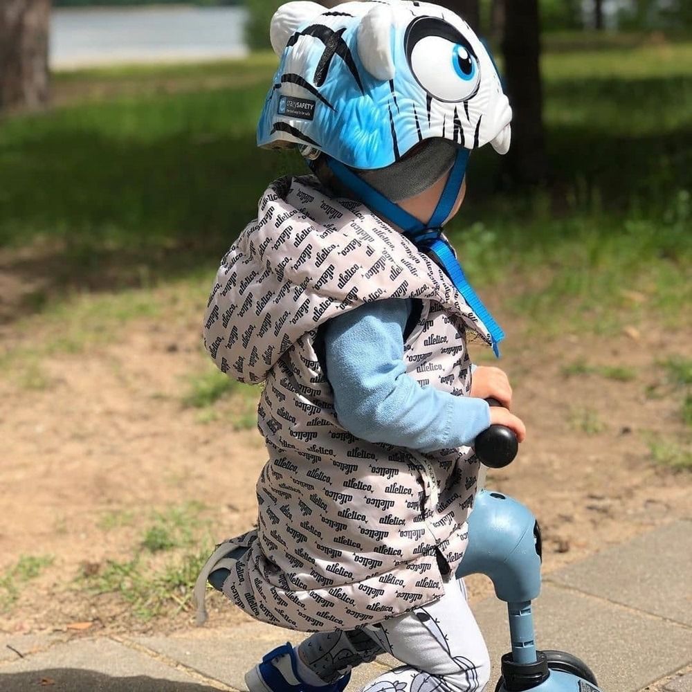 Crazy Safety - 丹麥 3D 恐龍造型 兒童騎乘專用安全帽-白老虎