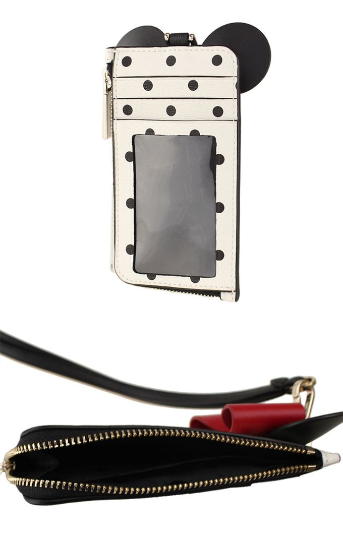 kate spade - 迪士尼聯名皮革票卡夾-黑白