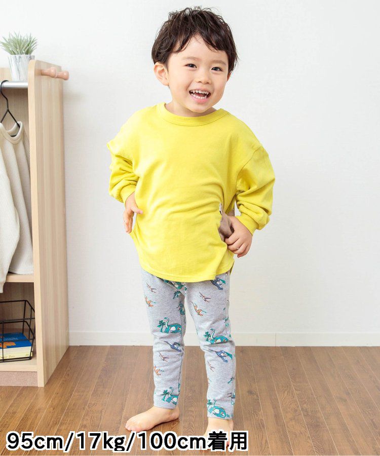 日本 BREEZE - 休閒百搭鬆緊長褲(9分丈)-碎花-淺鵝黃