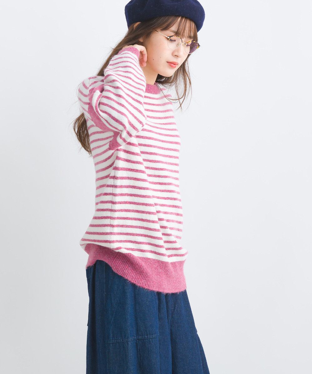 日本女裝代購 - 定番文青感條紋針織上衣-黃