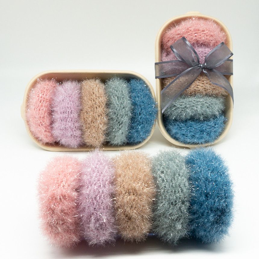 韓國製 - (五入禮盒組)手工編織洗碗刷/洗滌刷-森林黃綠