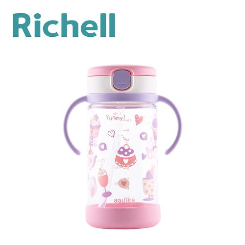 日本 Richell 利其爾 - AQ粉紅甜點A水杯320ml(含底座)
