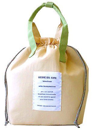 日本代購 - 抽繩束口保溫保冷便當袋-格紋-寶貝藍 (27x19×16cm)