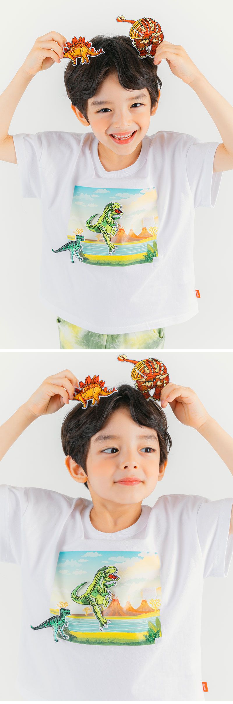 韓國 OZKIZ - 恐龍魔鬼氈探險短袖套裝