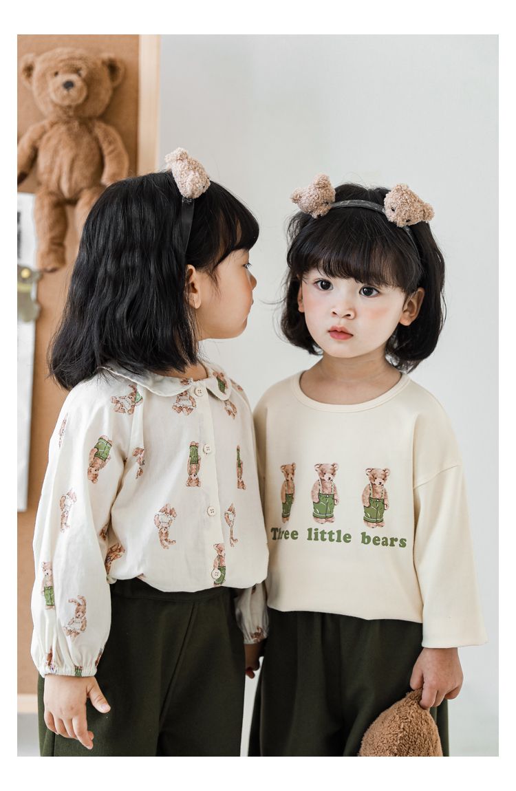 腰鬆緊五分百搭寬褲-熊熊-綠色