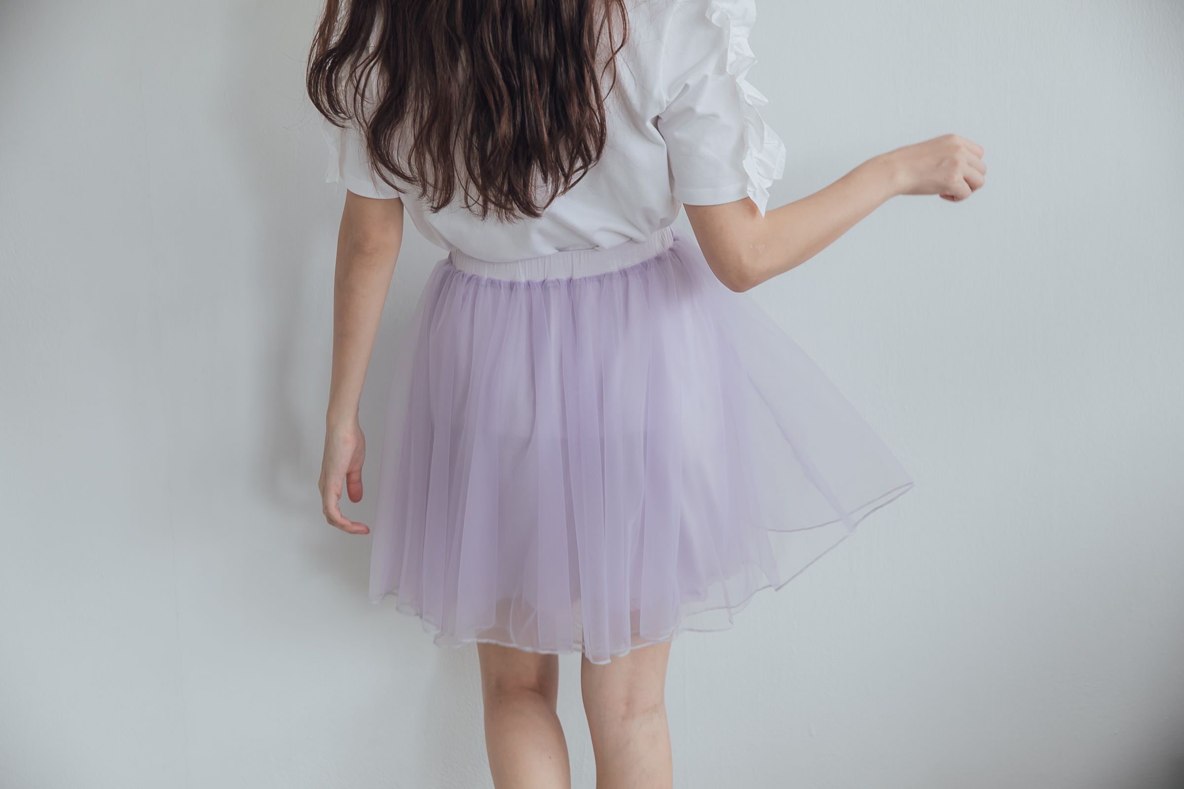 Peachy - 獨家訂製綿柔空氣紗裙-短裙款-淺芋灰 (F)