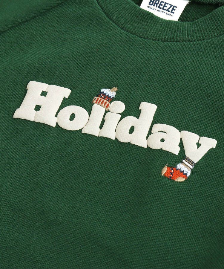 日本 BREEZE - 節慶滿點！裏毛長袖上衣-格紋-奶油米