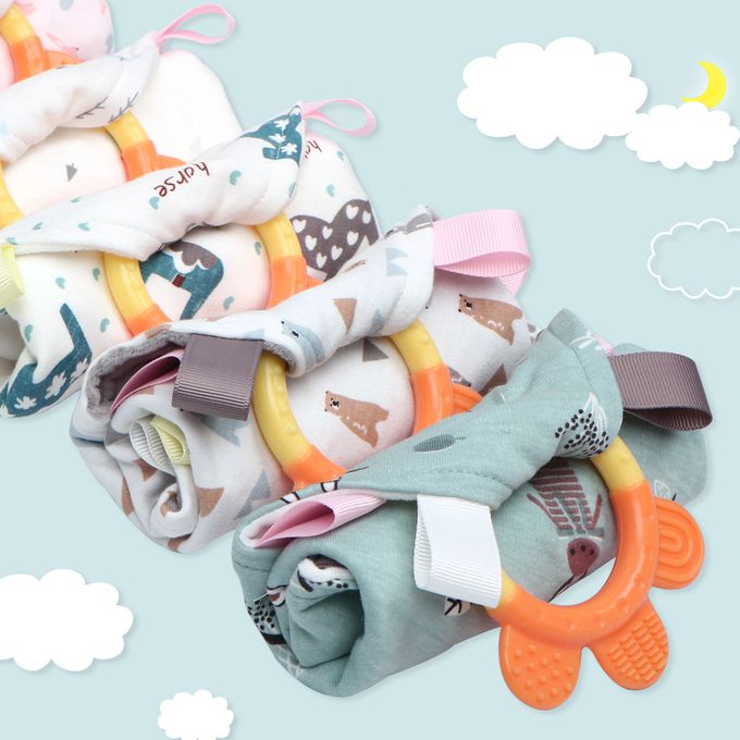 Vanibaby - 豆豆絨咬咬安撫巾（固齒器/標籤）-灰色小熊·