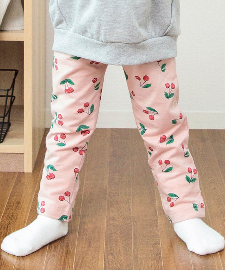 日本 BREEZE - 休閒百搭鬆緊長褲(9分丈)-碎花-淺鵝黃