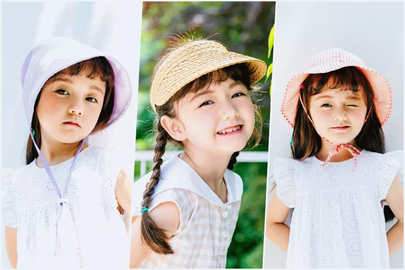 韓國 Chenny Bong Bong - 兒童雙色鏤空彈性遮陽帽-黑 (FREE)