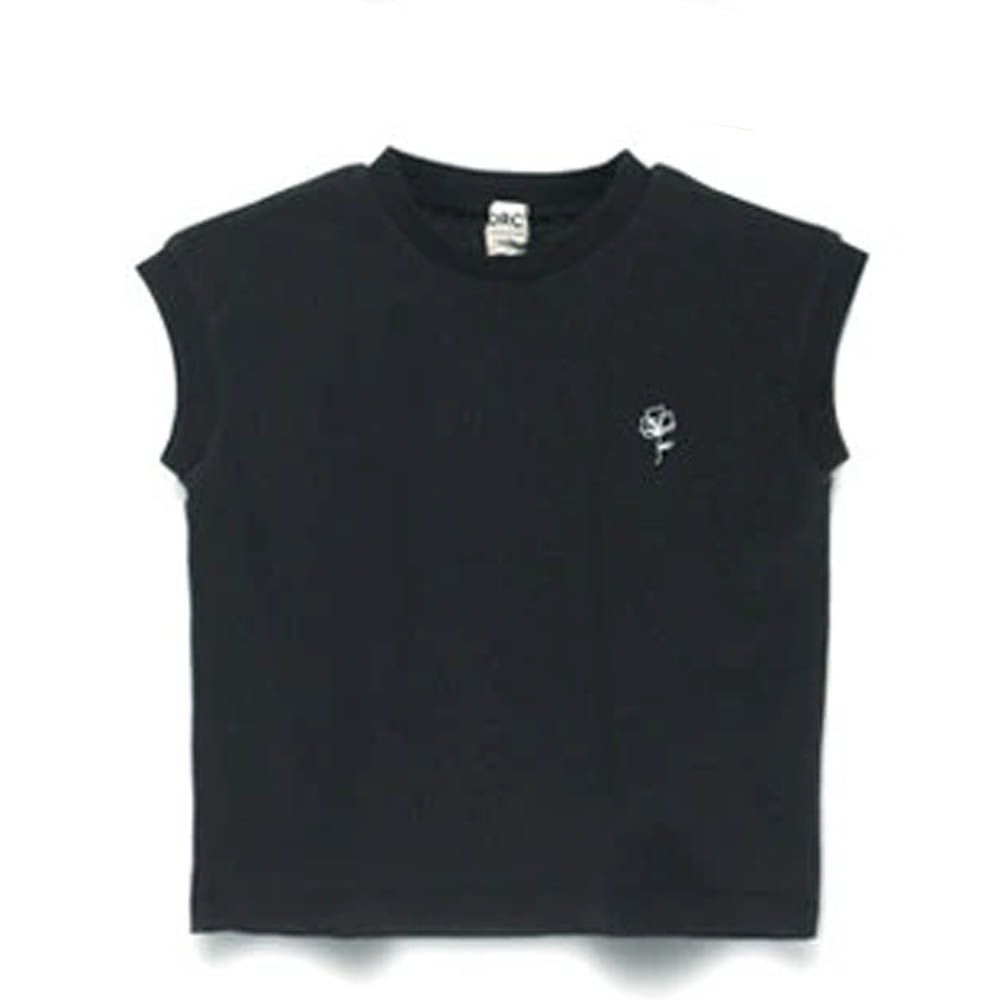 率性女孩法式袖上衣-玫瑰花-黑