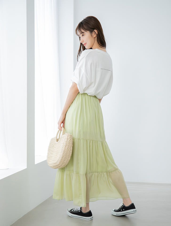 日本 fifth - 小清新三層蛋糕雪紡長裙-摩卡