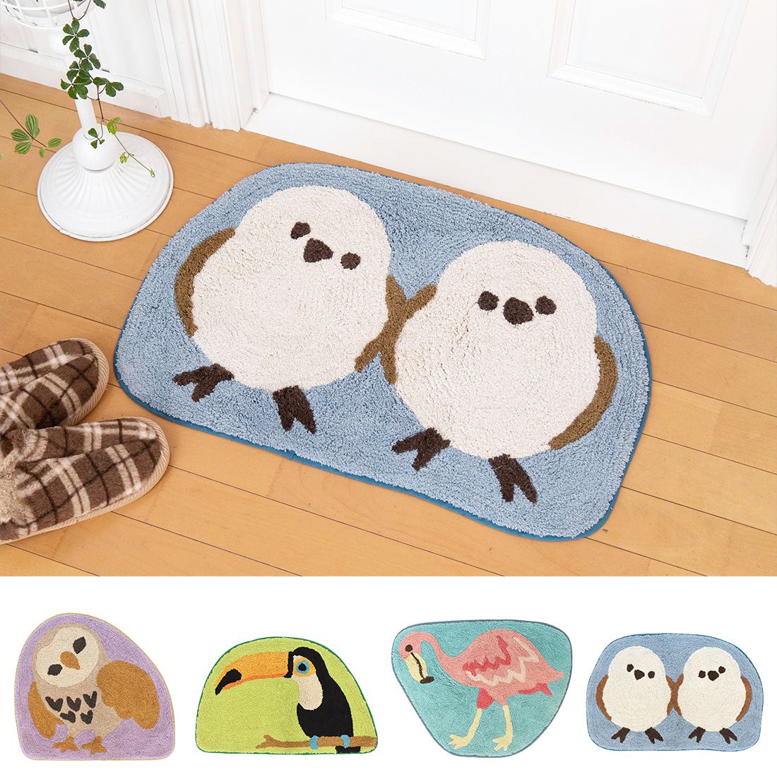 日本 TOMO - 動物系 短絨吸水腳踏墊/地墊-小文鳥 (約65×42cm)