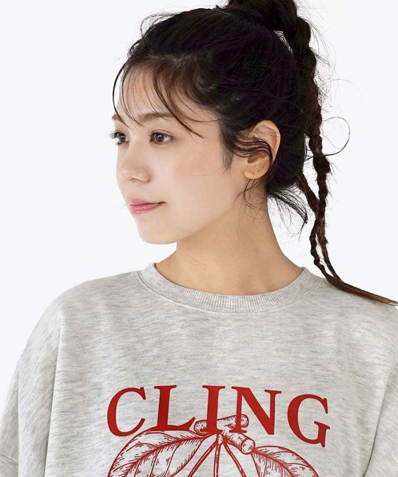 日本 zootie - 裏起毛注目櫻桃印花長袖上衣-海軍藍