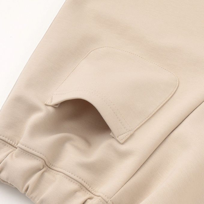 日本 b-ROOM - 通勤方便側邊條休閒短褲-淺卡其