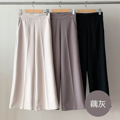 韓國女裝連線 - VETICA 韓製顯瘦小腹收收修飾寬褲-夏季ver.-藕灰