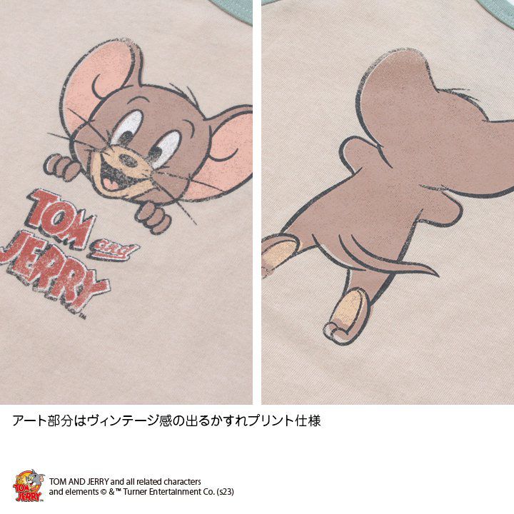 日本 Chil2 - 傑利鼠聯名 印花短袖上衣-奶油x薄荷綠