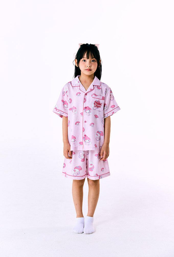 韓國童裝代購 - SPAO KIDS短袖睡衣套裝-卡通人物美樂蒂-淺粉