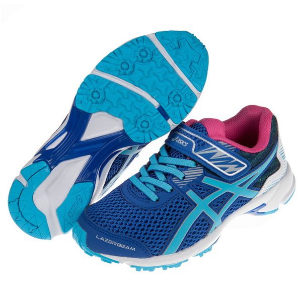 asics 亞瑟士 - 藍銀色競速兒童機能運動鞋