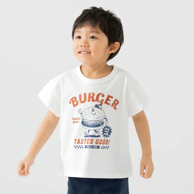 日本 Chil2 - 100%棉 印花柔軟短袖上衣-企鵝-亮橘