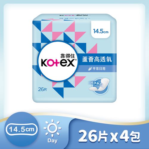 Kotex  靠得住 - 蘆薈高透氧護墊(無香)14.5cm 26片X4包X6組/箱