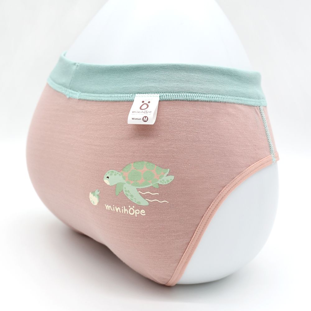 minihope美好的親子生活 - 銀離子抗菌三角褲(女性45-72kg)-綠蠵龜-珊瑚粉