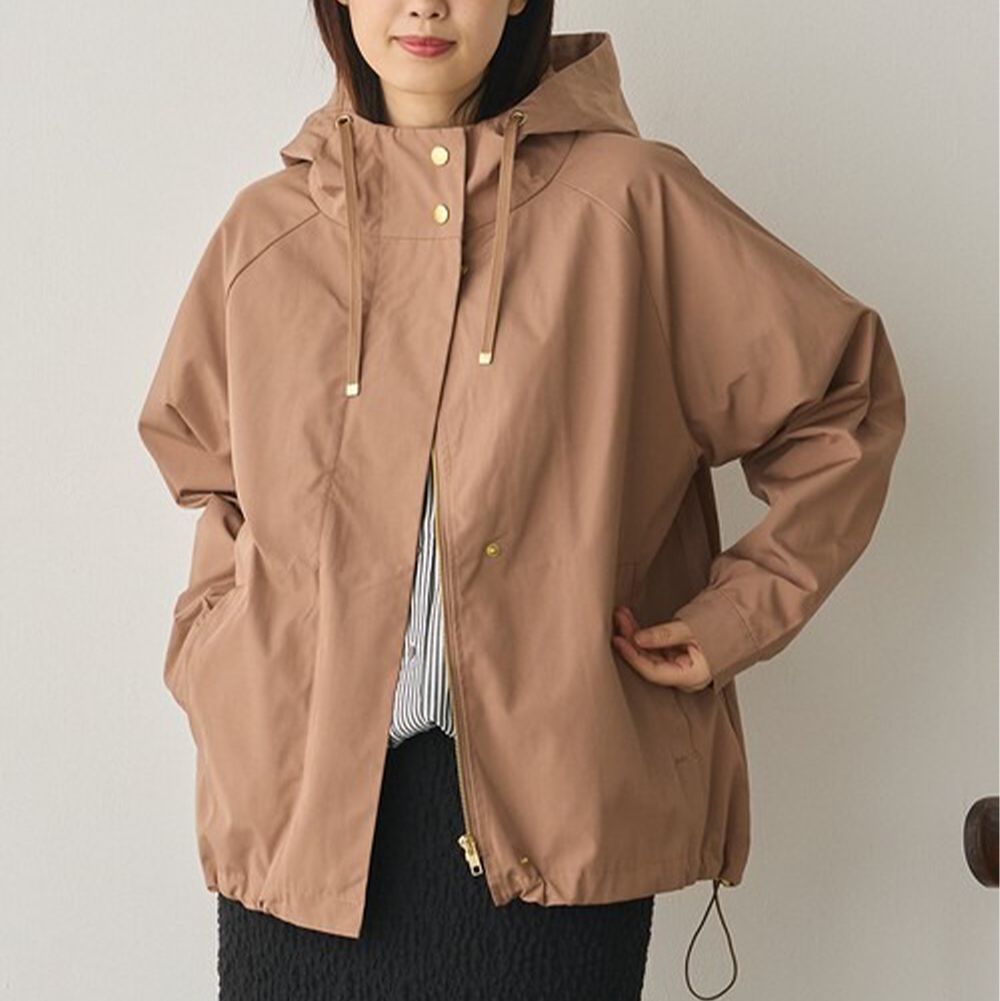 防潑水 機能美型修身派克風衣外套-焦糖棕