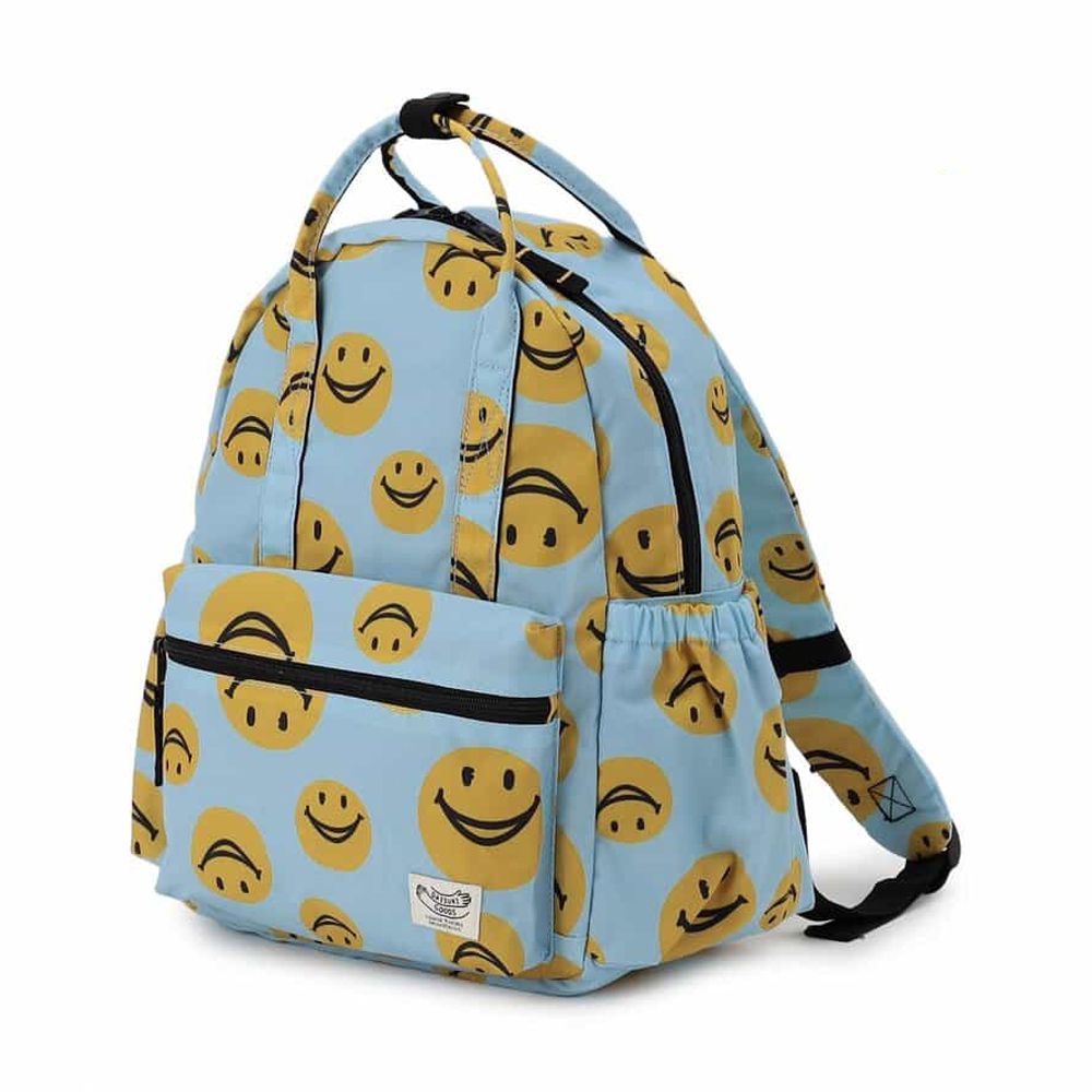 [可機洗]輕便大開口出遊背包-大小笑臉-水藍