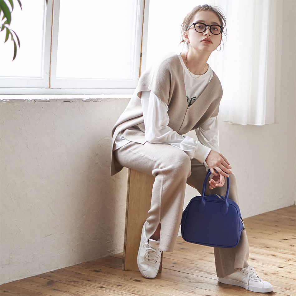 日本 Rejoule - 落肩修身V領針織背心-祖母綠