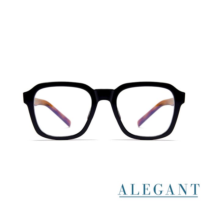 ALEGANT - 經典質感海曜黑威靈頓框插芯設計板材UV400濾藍光眼鏡
