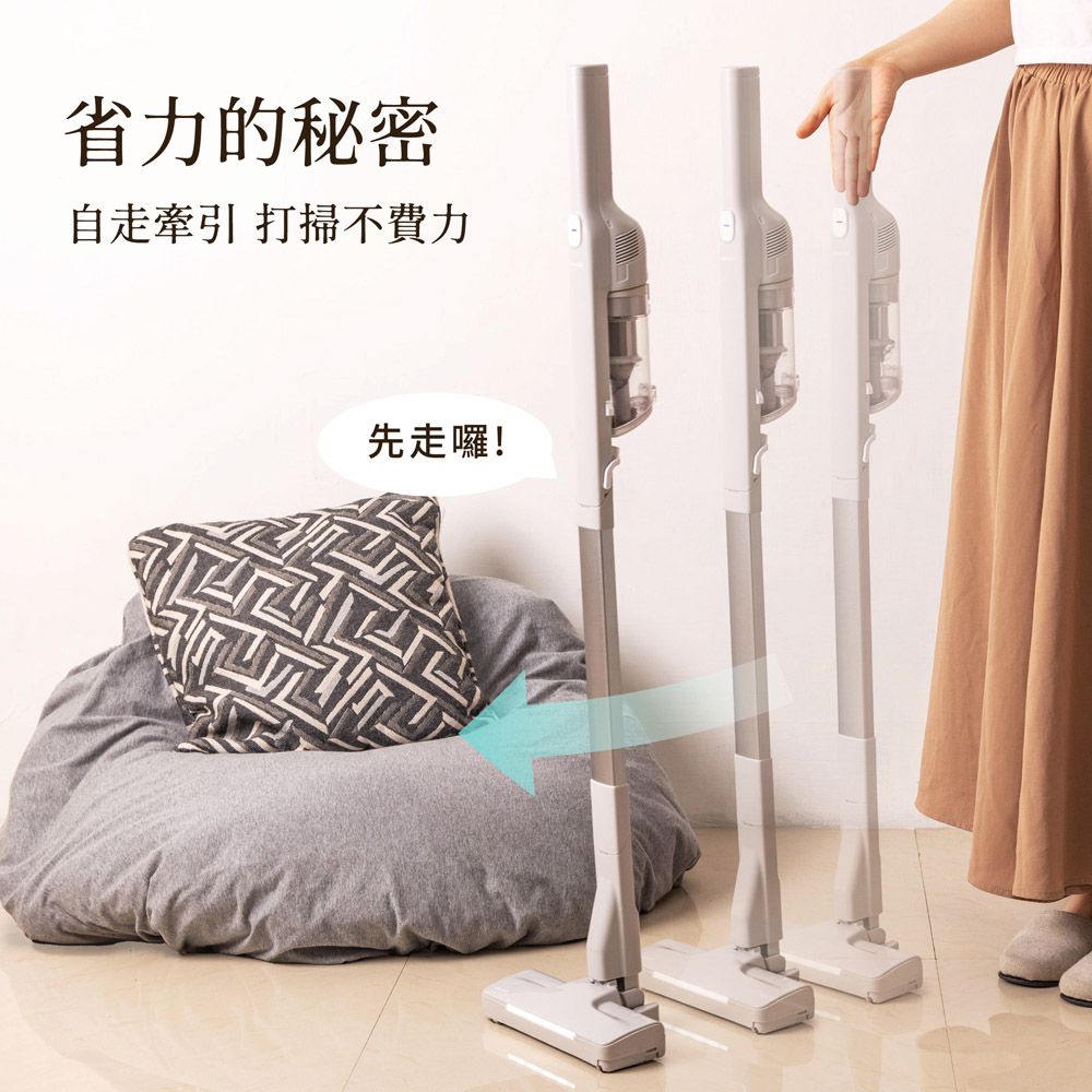 自立牽引無線吸塵器 電動地刷版 JY-SV21M-手持吸塵器 輕量吸塵器 小型吸塵器 無線吸塵器 禮物 (雪灰白)