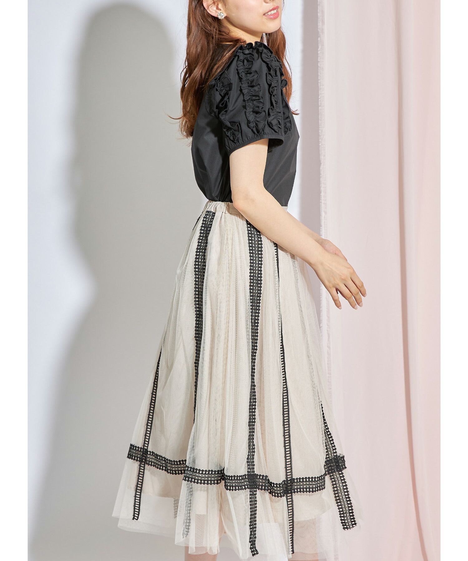 日本 tocco-closet - 夢幻優雅層次紗裙-冰河灰