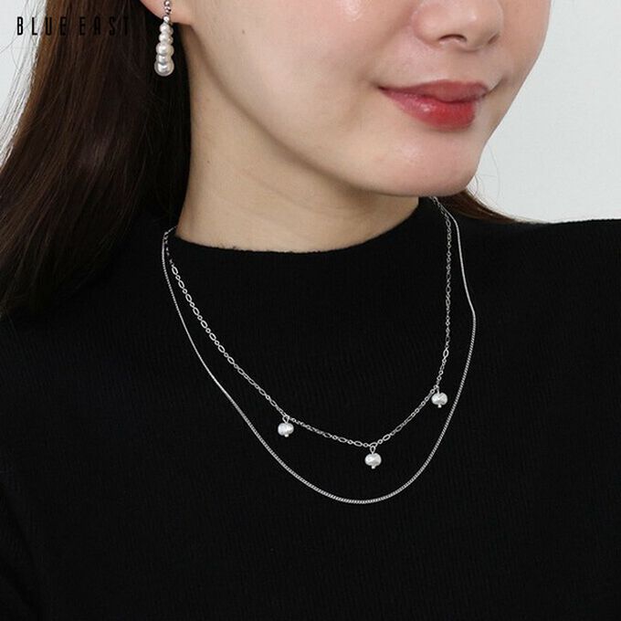 日本 BLUE EAST - 韓國製 淡水珍珠點綴雙層典雅項鏈-金