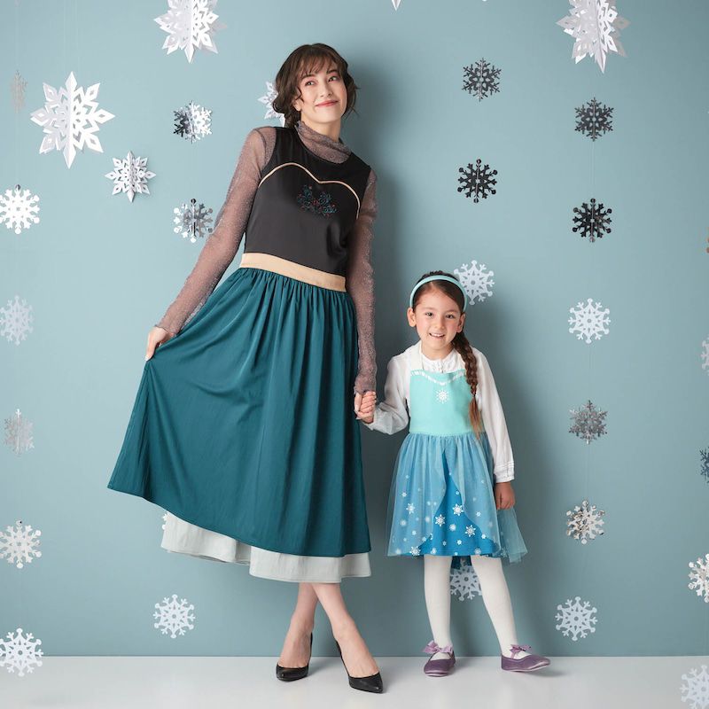 日本千趣會 - 公主圍裙式洋裝-卡通人物小美人魚-薄荷x粉紫