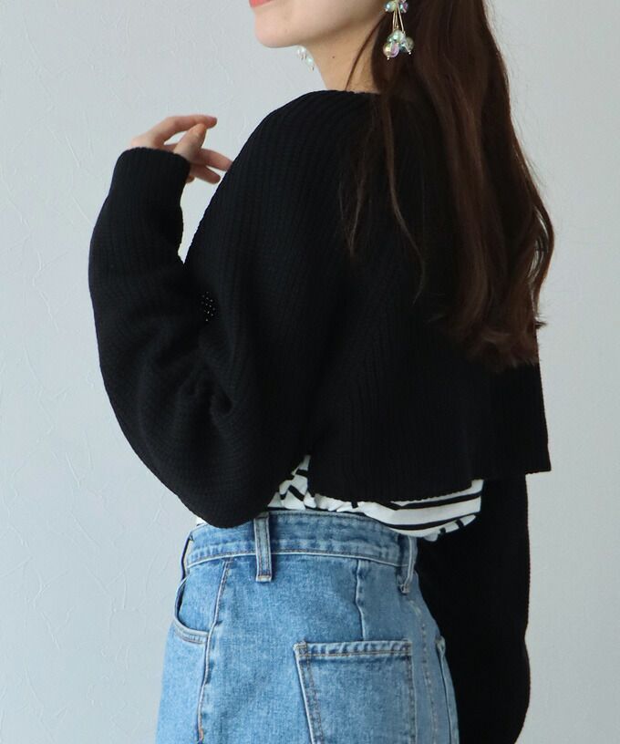 日本 BLUE EAST - 率性羅紋短版針織外套-白