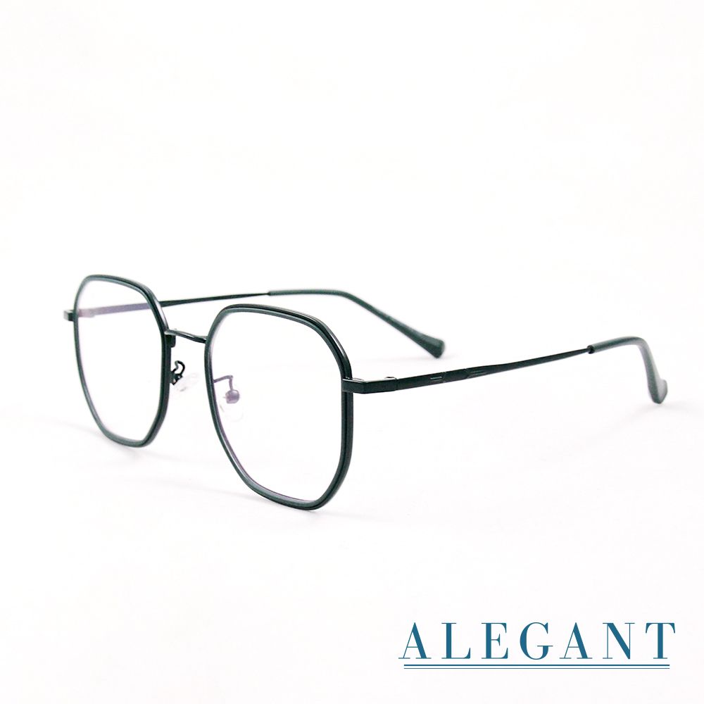 ALEGANT - 北歐極簡月桂綠金屬鑲嵌輕量TR90光學框UV400濾藍光眼鏡