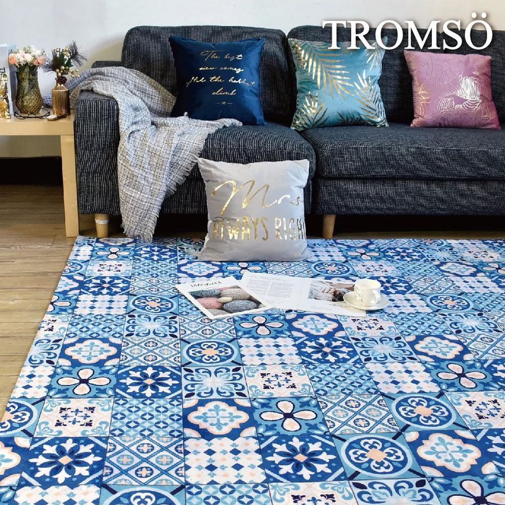 TROMSO - 珊瑚絨短毛地毯-G.藍調花磚 (特大)-230x160公分