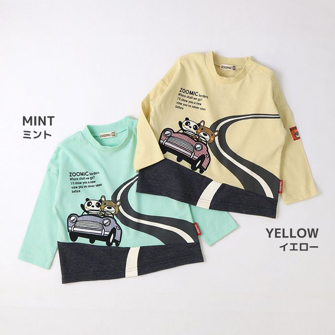 日本 ZOOLAND - 春季出遊印花長袖上衣-熊熊兜風-黃