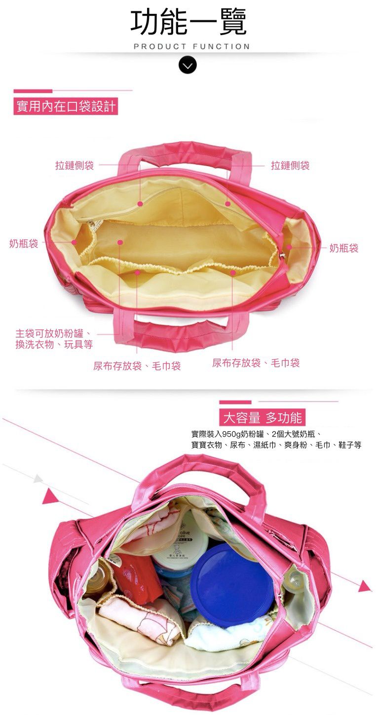 insular - 大開口防潑水尼龍單肩/手提媽媽包-紫色 (35x11x33cm)