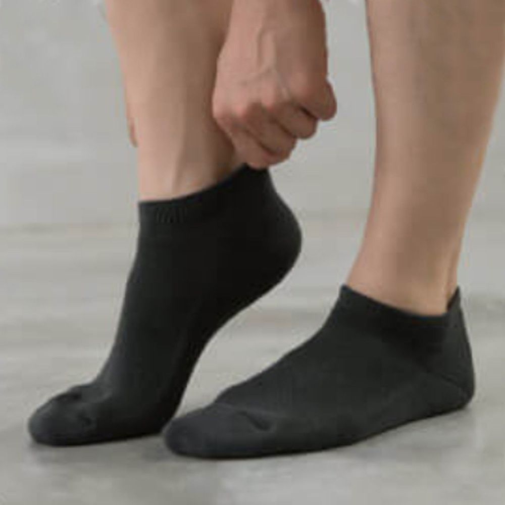 貝柔 Peilou - 貝柔機能抗菌萊卡除臭襪3入組(男氣墊船襪)-深灰 (24-27cm)