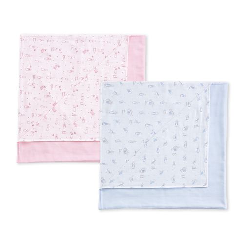 比得兔紗布大浴巾 100x100cm(純棉紗布 手帕 拍嗝巾 澡巾 寶寶蓋被)-淡粉色