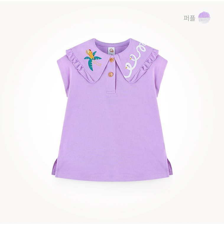 韓國 milk mile - 叢林鸚鵡荷葉領套裝-紫